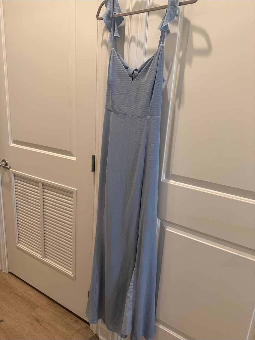 Showpo Pale Blue Prom Gown with Tie Shoulder Straps